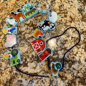 Farm Themed String Lace Bead Toddler Toy